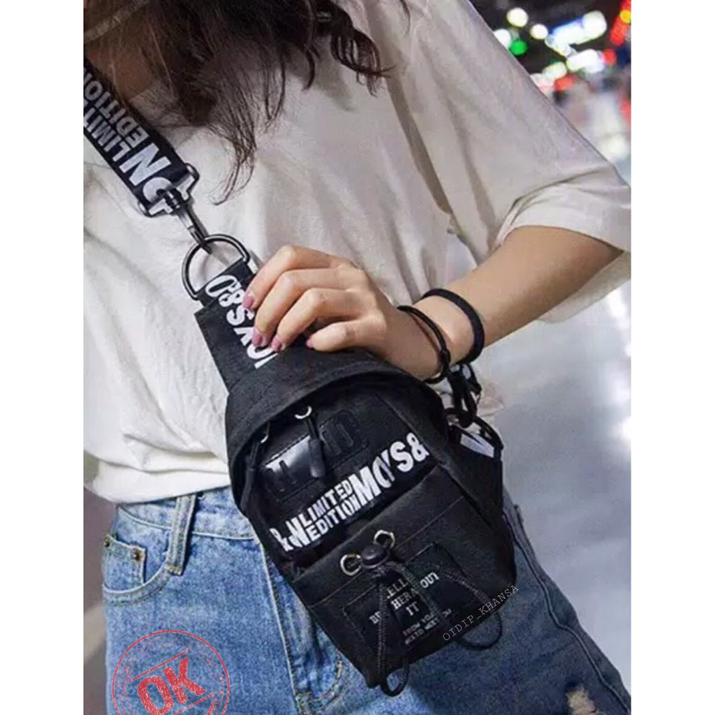 Promo Shopee New fashion waistbag Kekinian Terpopuler wesbag wanita tas pinggang cewek cantik/Hitam