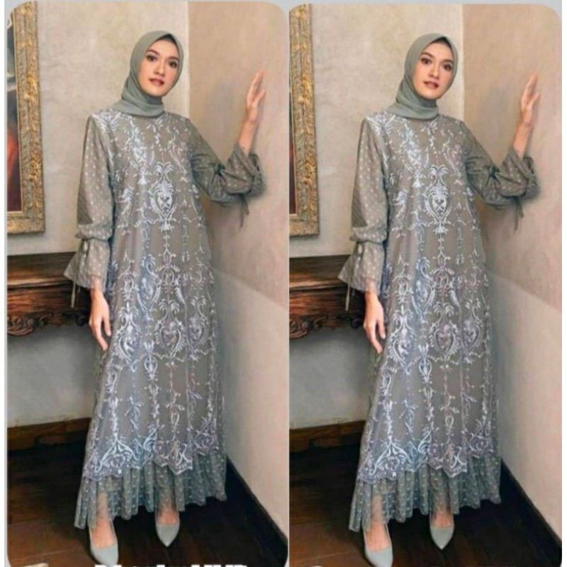 Dress Pesta Tile Polkadot ( M L XL XXL ) Dress Tile Party Dress Tile Polkadot - Gamis Tile Polkadot 