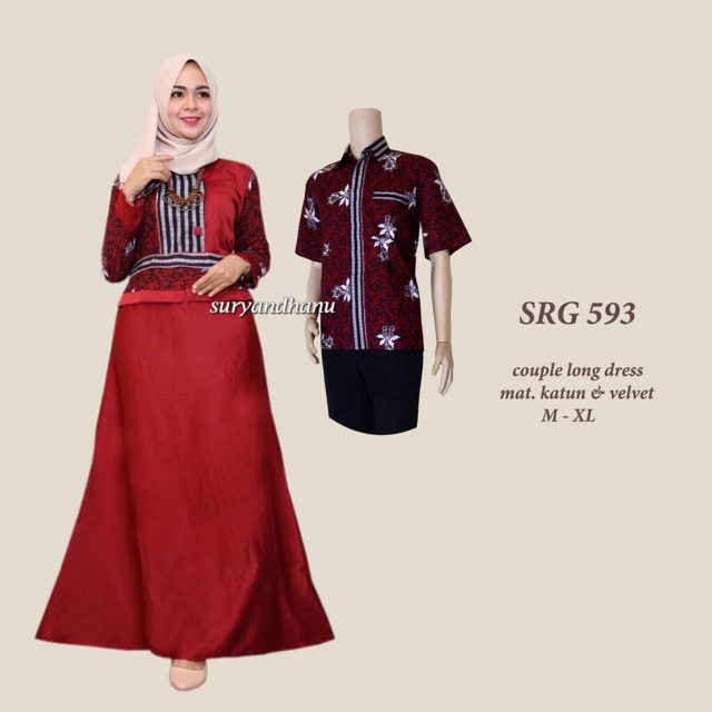 GAMIS BATIK COUPLE TERBARU MURAH Sarimbit Cantik Pesta Kondangan Long Dress Terusan SRG 593 Muslim