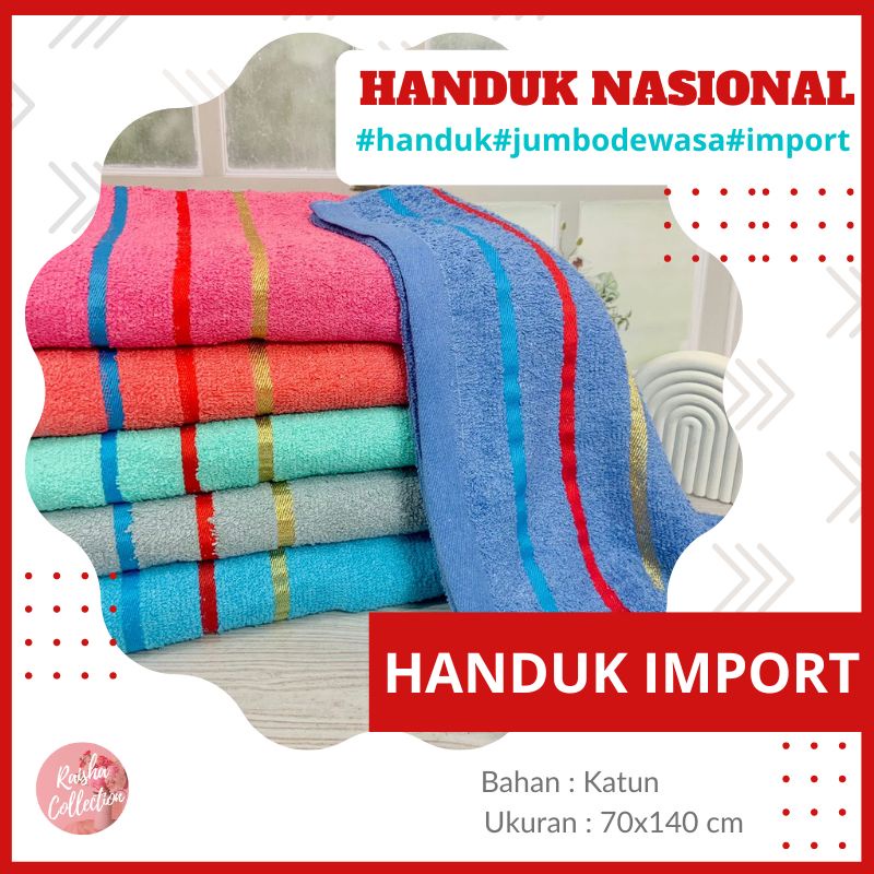 RC Handuk Mandi Dewasa Bahan Katun  Import Nasional dan David Palmer/Popular/Penthouse Import Jumbo 70x140 cm