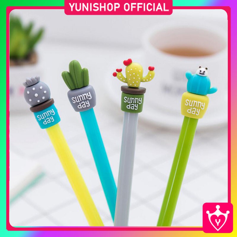 Pena Kaktus Gel Lucu Import / Pulpen Cactus Sunny Day Unik Stationary / TV-52