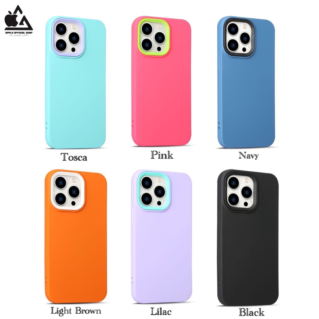 Softcase Candy Frame Camera 2 Tone iPhone 13 Pro Max 12 PRO MAX 11 11 PRO MAX XR X XS Max 7 7+ 8 8+ SE 2 3 With Frame Kamera Pelindung Kamera Protection Soft Case Silikon Jelly Clear Cover Bukan Hardcase Silicone