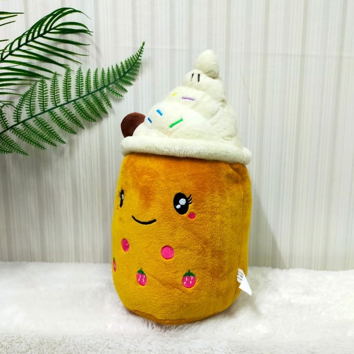 Boneka Minuman Boba  Bubble Cokelat 30cm/Boneka Boba Ice Cream/Boneka milk Tea Babble