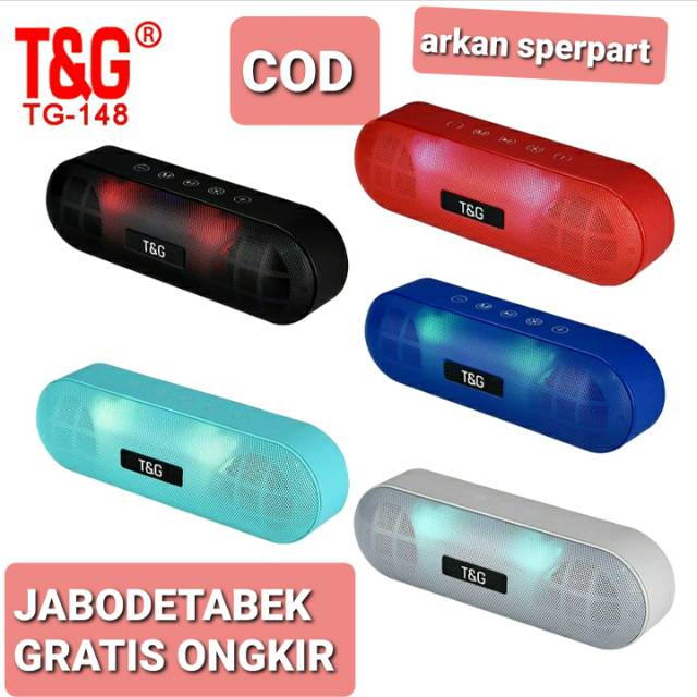 Speaker wireless Bluetooth TG-148 dengan lampu LED bentuk kapsul