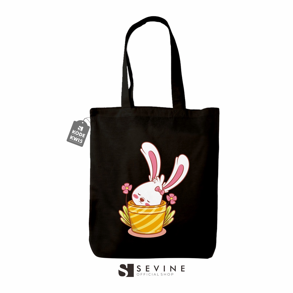 Sevine Tas Wanita Totebag Tote Bag Resleting Kawai Black Series Hitam - KWI5