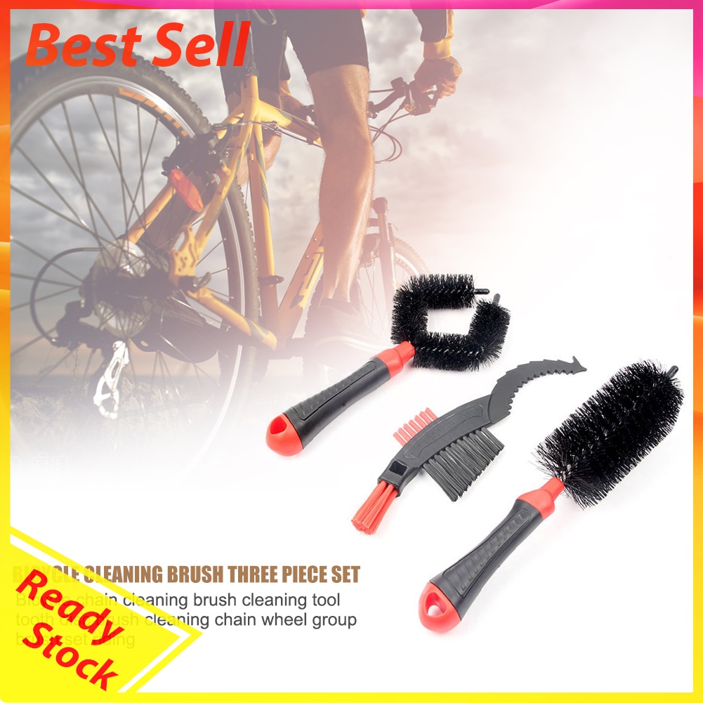 3pcs Bike Motorcycle Chain Cleaner Tire Wheel Brushes Cleaning Tool Sets