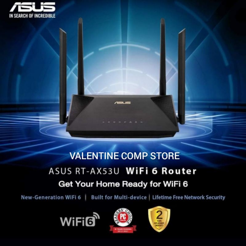 ASUS RT-AX53U Dual-Band AiMesh Gigabit Router Smart Wifi6