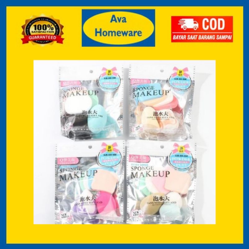 Set Spon Make UP 6 IN 1 - AC 119 - spons sponge spon sepons puff make up beauty beuty beuaty blender