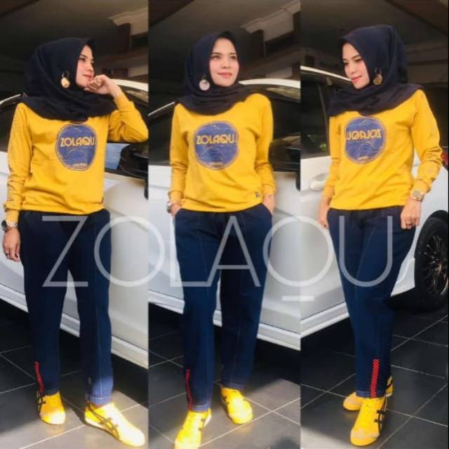 Setelan celana zolaqu kuning original