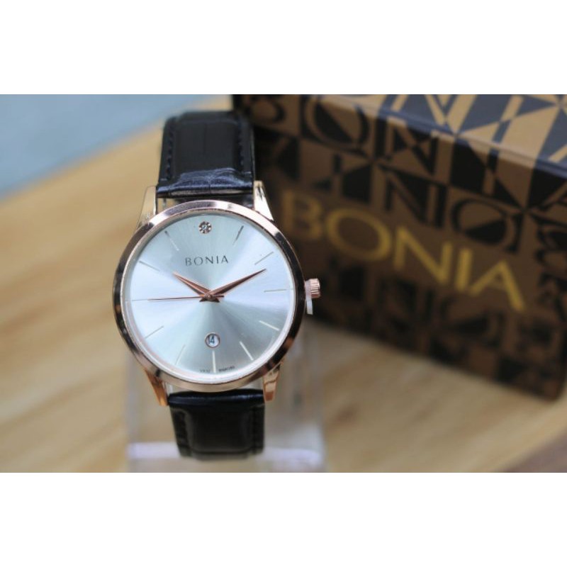 (PW) JAM TANGAN BONIA COLLECTION FASHION WANITA RING ROSEGOLD TALI KULIT PREMIUM FREE BOX(COD)