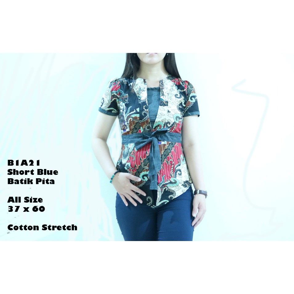 qwq kemeja short blue pita cewek wanita MIX batik good quality