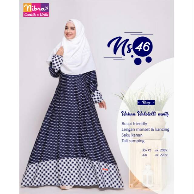 Gamis Nibras NS 46 Navy Ballotely Original 100%