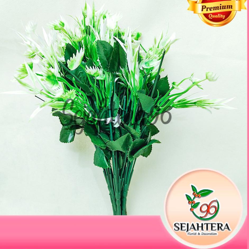 ➦ Tangkai Dan Aksesoris Daun Lusinan Cabang 5 Artificial - Motif Bunga/Melati/Semanggi/Keong/Polos ➾