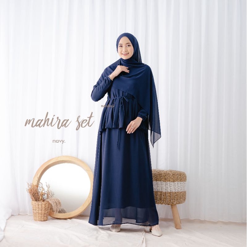 mahira set-gamis mahira-gamis plus khimar by naisha gamish