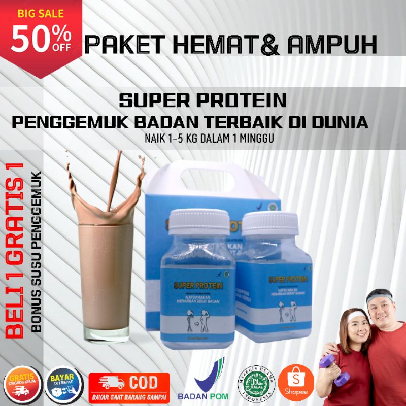 

Penggemuk Badan ideal SUPER PROTEIN Kapsul Susu Penggemuk obat gemuk BPOM Suplemen Penambah Nafsu