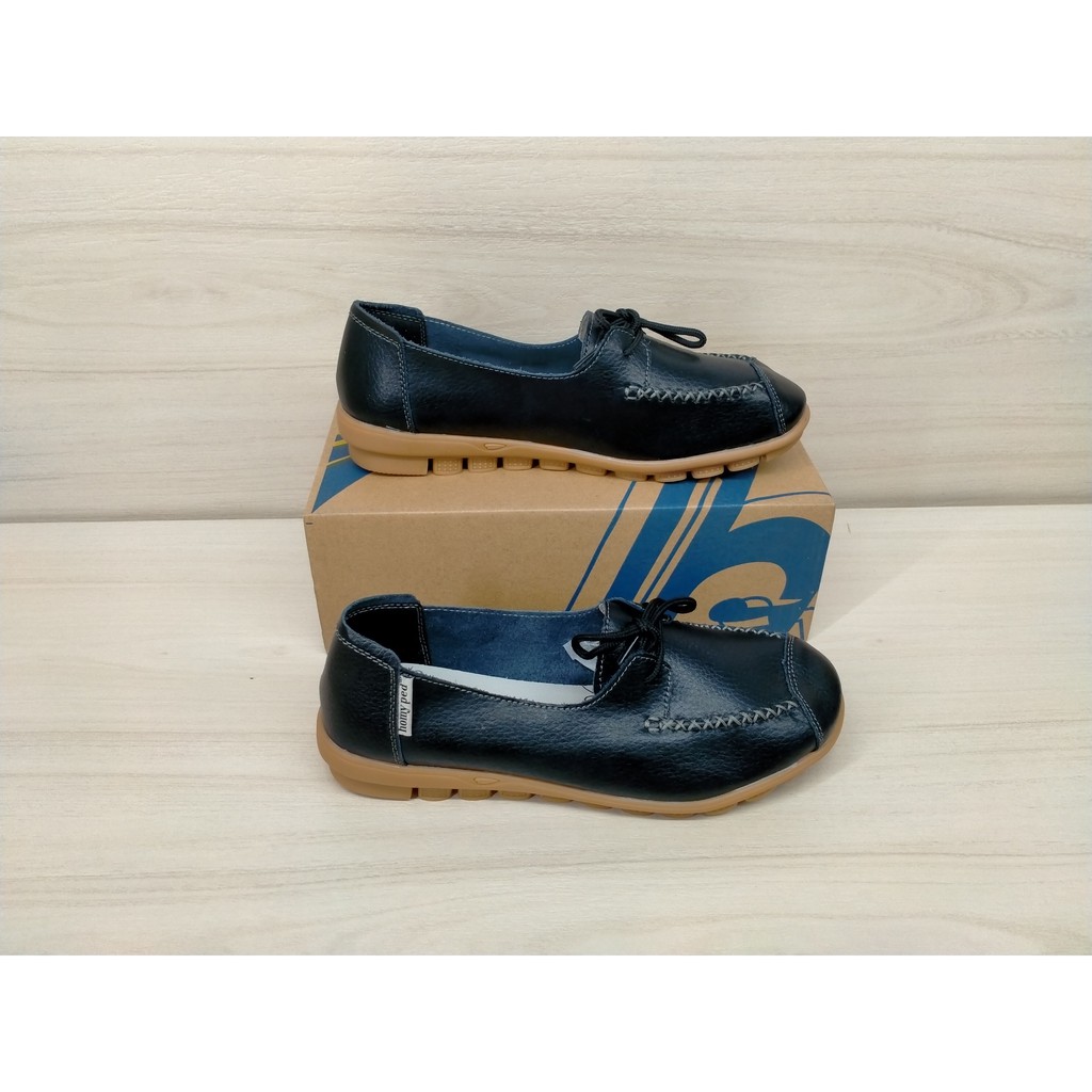 HOMYPED LADIES/LNT1905-HITAM/SEPATU WANITA/SEPATU FLAT/SEPATU KULIT