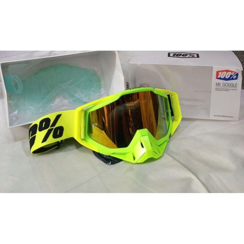 Kacamata google cross 100% Fluo kaca kuning