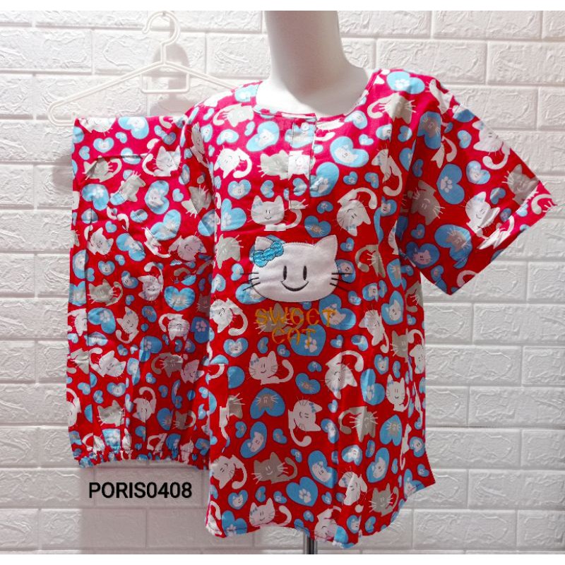 Baju Tidur Piyama HOKI CP Katun wanita (love cat 1)