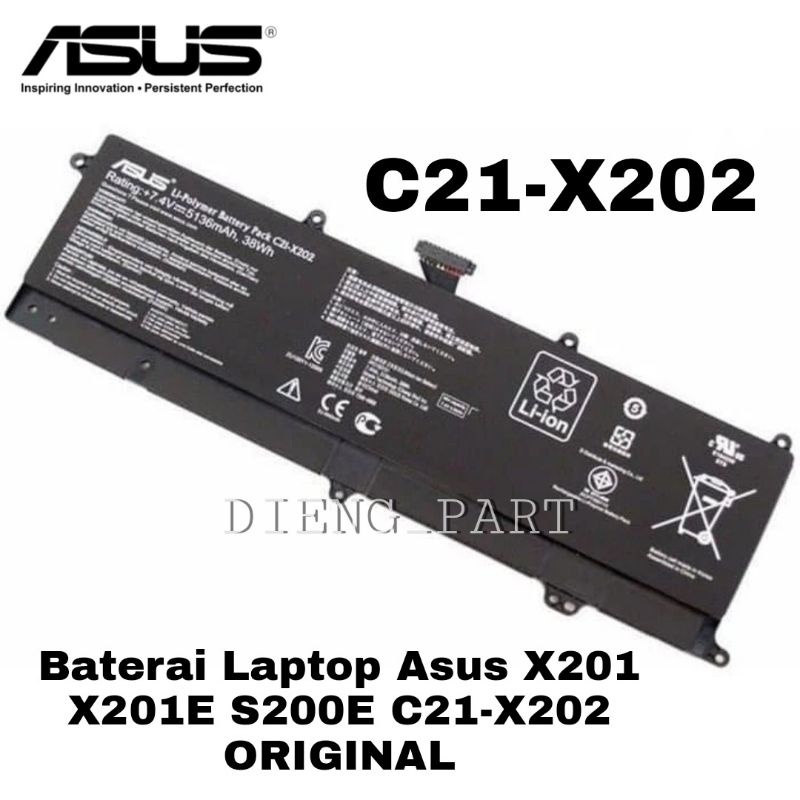 Baterai Batre Laptop Asus X201 X201E S200E C21-X202 Battery Asus X201E