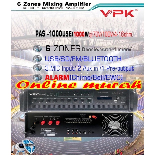 Amplifier Systems Vpk Pas1000use 1000watt 6 zones Pas 1000use pas 1000use