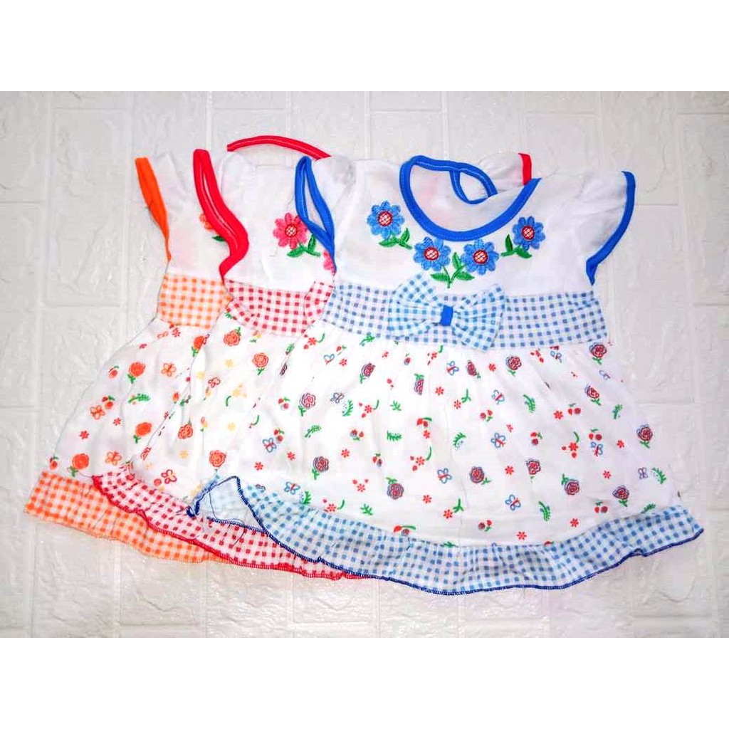 BAJU BABY DRESS 0-6 BULAN BAHAN ADEM STELAN SAMA CELANA MOTIF BUNGA