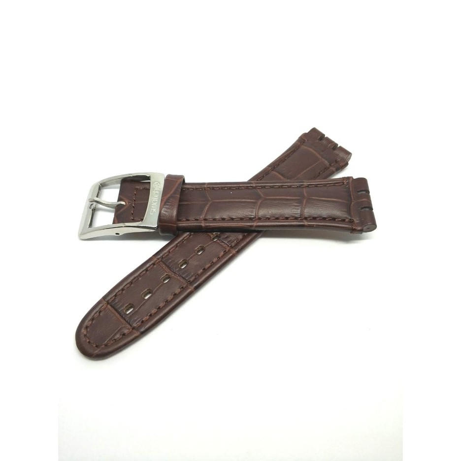 Tali Jam Tangan Swatch  Kulit Cokelat - Fit Size 19 - 22 Swatch Strap