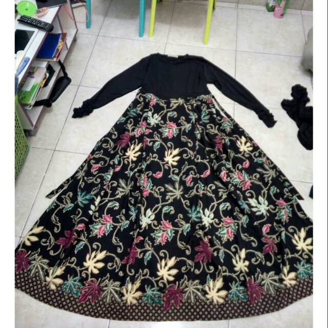 Gamis batik kombinasi jersey