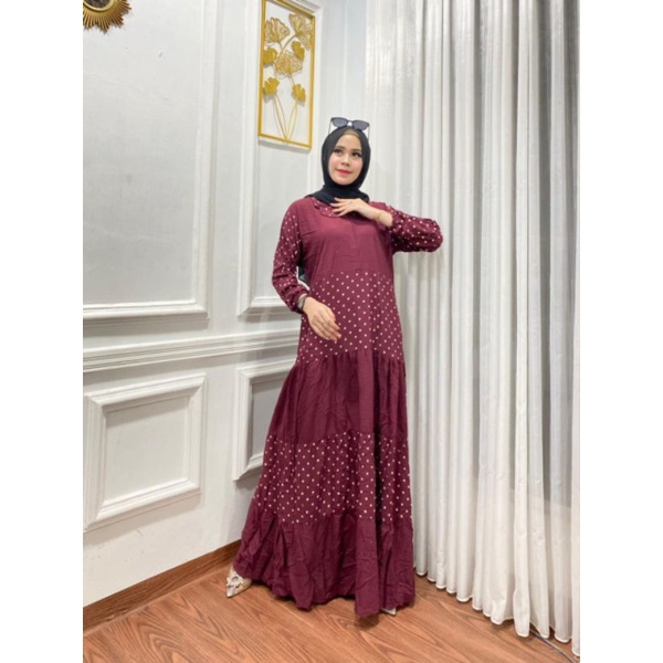 Baju Muslim Gamis Rayon Susun Gamis Susun Busui Polos Rempel Payung Seragam Pengajian