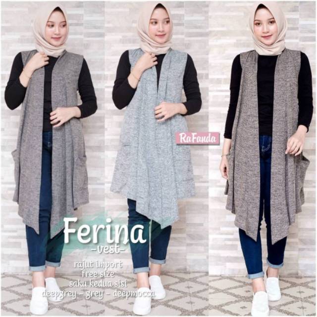 Ferina Vest, VEST/OUTER RAJUT WANITA SUPER CANTIK BAHAN RAJUT IMPORT LD 100-110 TERMURAH TERLARIS OOTD