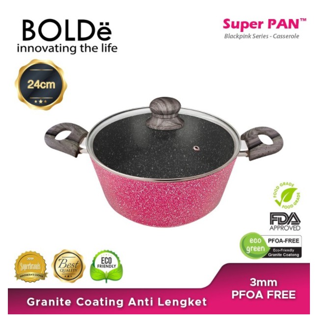 BOLDe Super Pan Panci Pot 24cm - Casserole - BlackPink