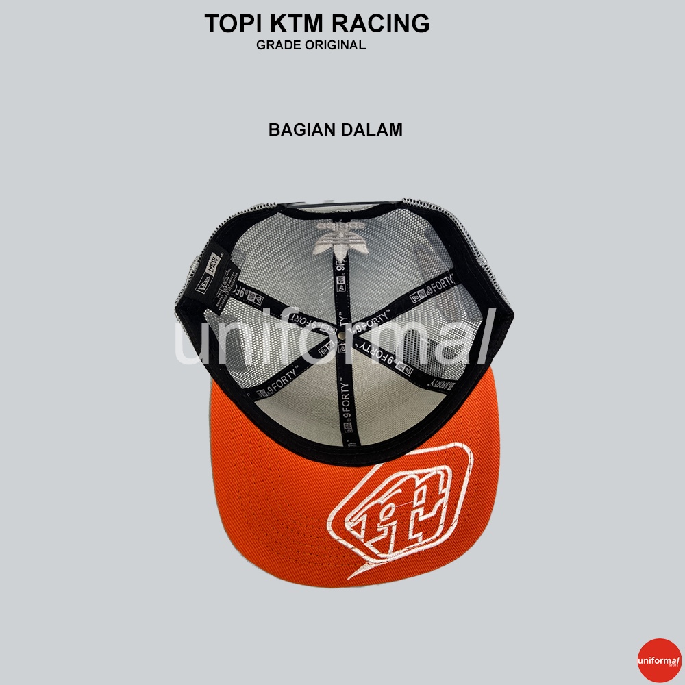 Topi Snapback KTM Trucker Motocross Grade ORIGINAL, Topi Hip Hop Podium Jaring Trail Racing Motor Cross Cap GoPro Troy Lee Designs Abu Hitam, Pria Dewasa Ori Distro Murah Premium Import 100% Anak Laki Laki Wanita Unisex Bordir Polos