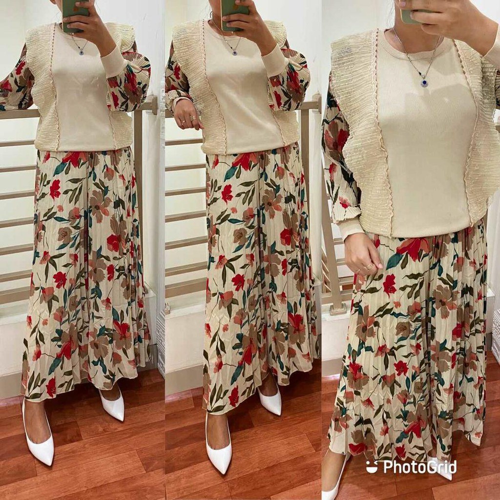 set kulot plisket bunga