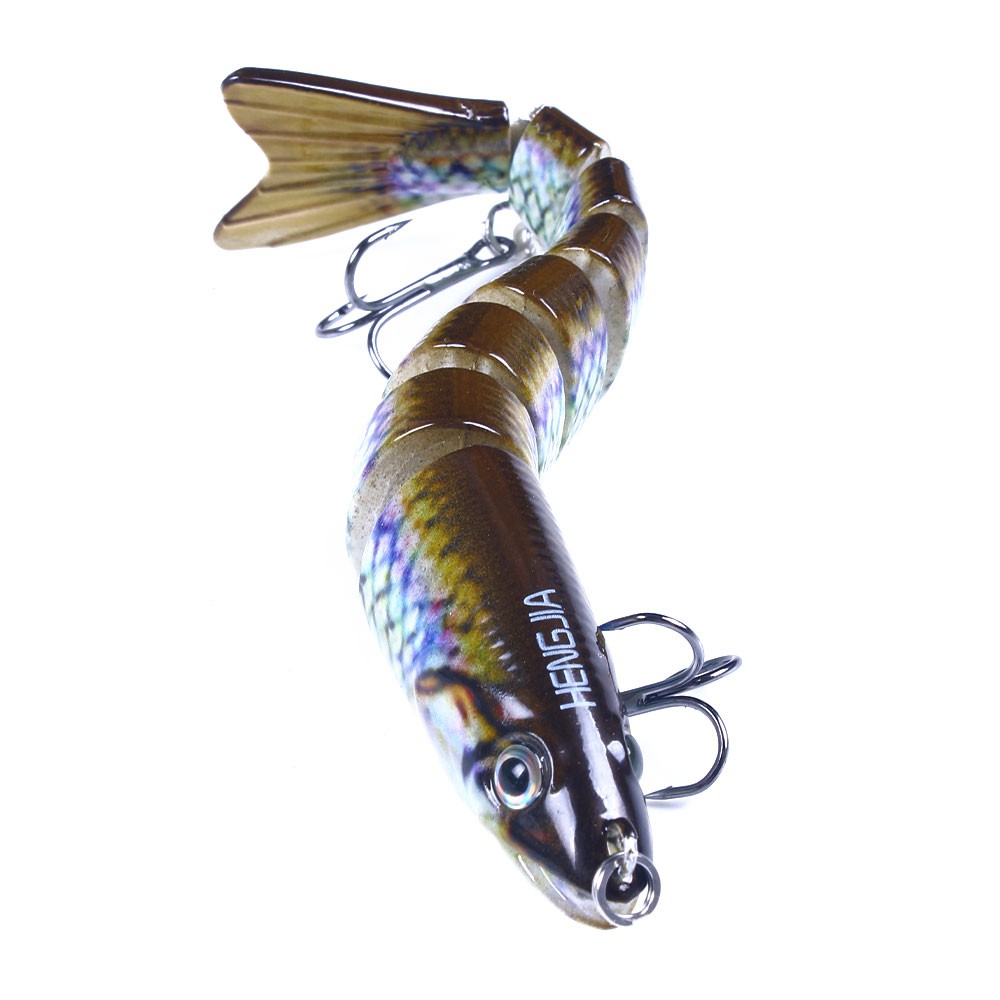 HENGJIA 1pcs umpan 8sections jointed minnow pancing swimbait crank ikan fishing lure floating baits