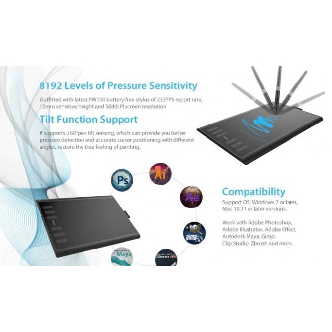 

HUION INSPIROY H1060P Graphics Drawing Tablet with 8192 Pen Pressure