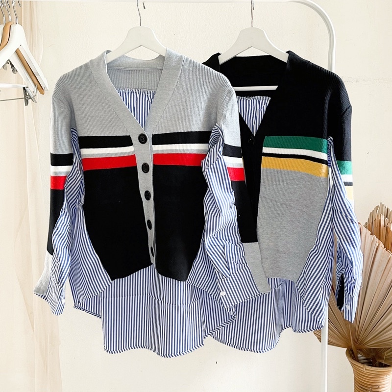 atasan nagita kemeja cardi bahan rajut katun bigsize