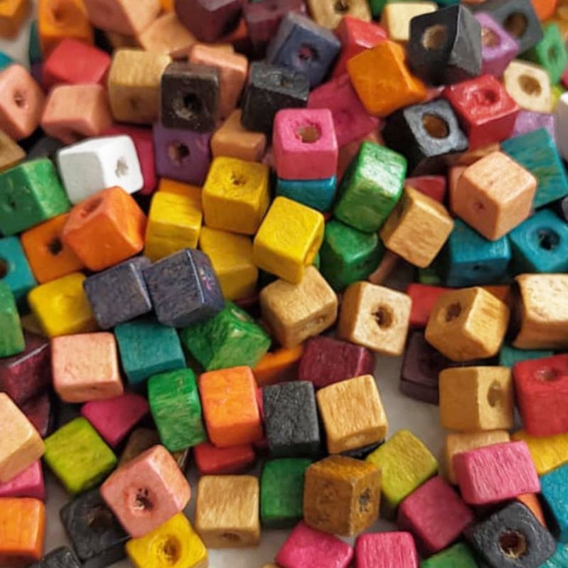 Monte kayu kotak warna - Manik kayu warna - Mote kayu warna warni