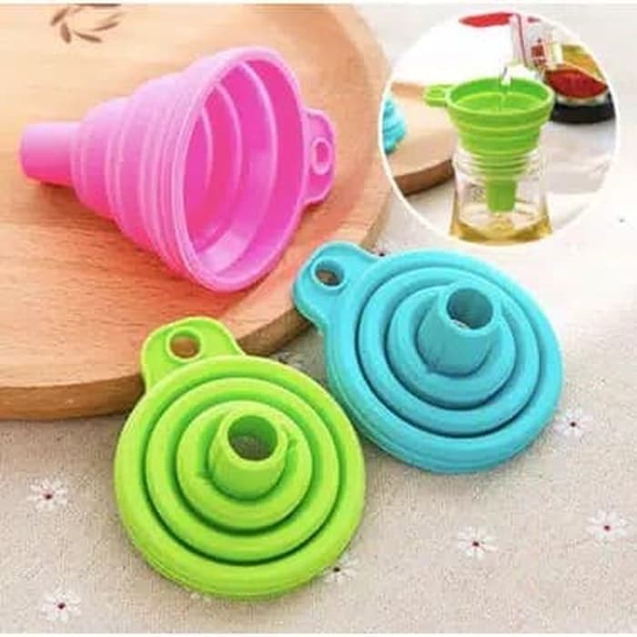 Corong Air Minyak Silikon Lipat Flexible Foldable Silicone Funnel