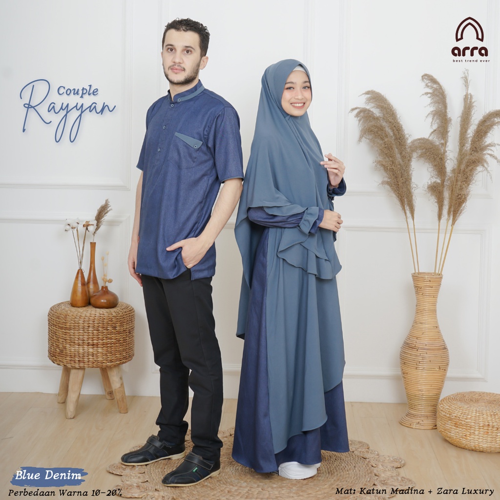 Sarimbit Keluarga 2023 Lebaran Arra Rayyan Biru Baju Couple Keluarga Lebaran 2023