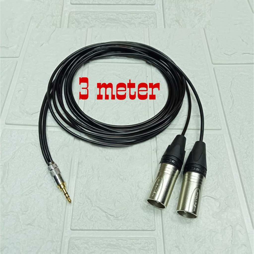 Kabel Audio Jack Akai Mini 3.5 MM To 2 XLR Male 3 Meter