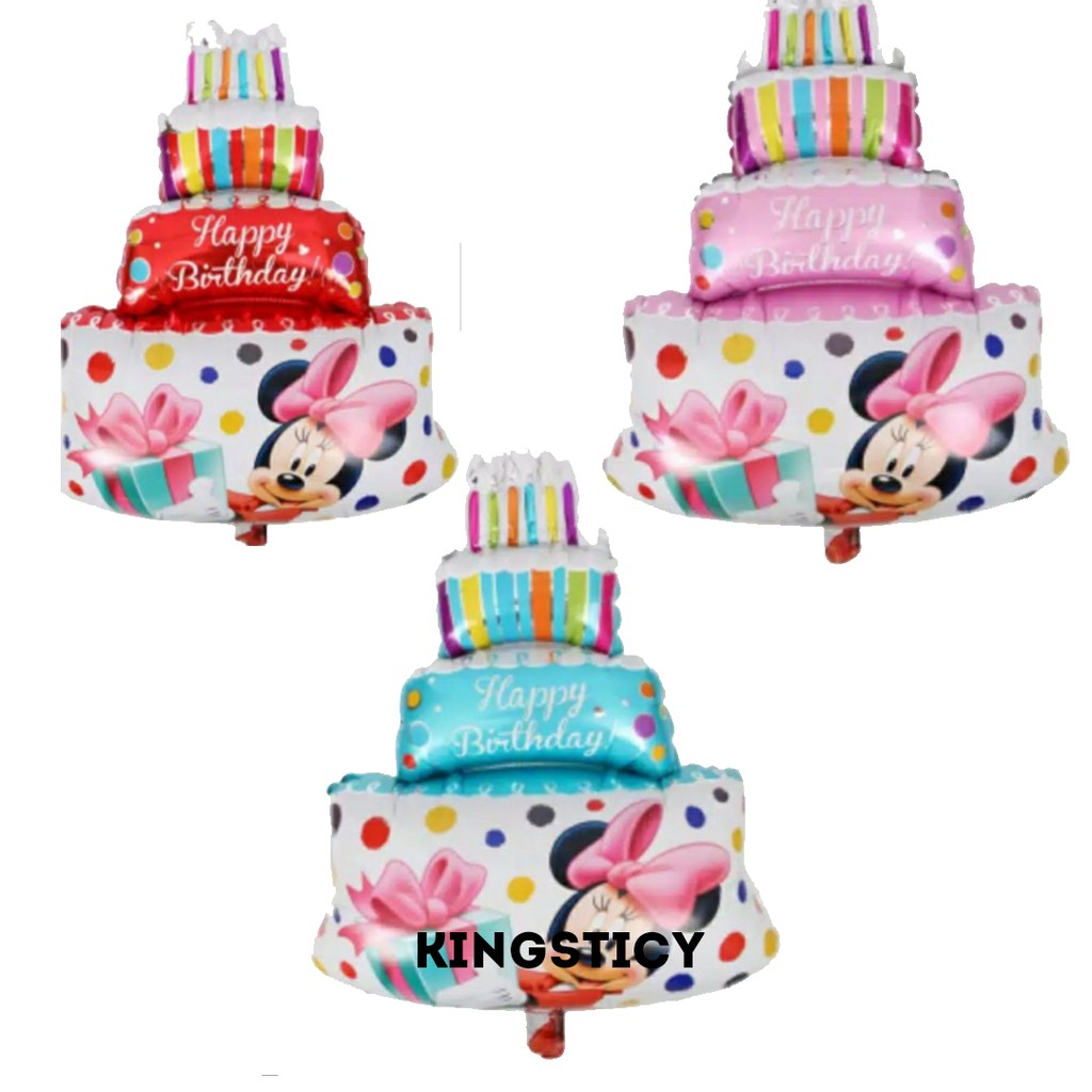 Kingsticky - Balon Foil Kue Tart Mickey Dan Minnie Mouse Ulang Tahun