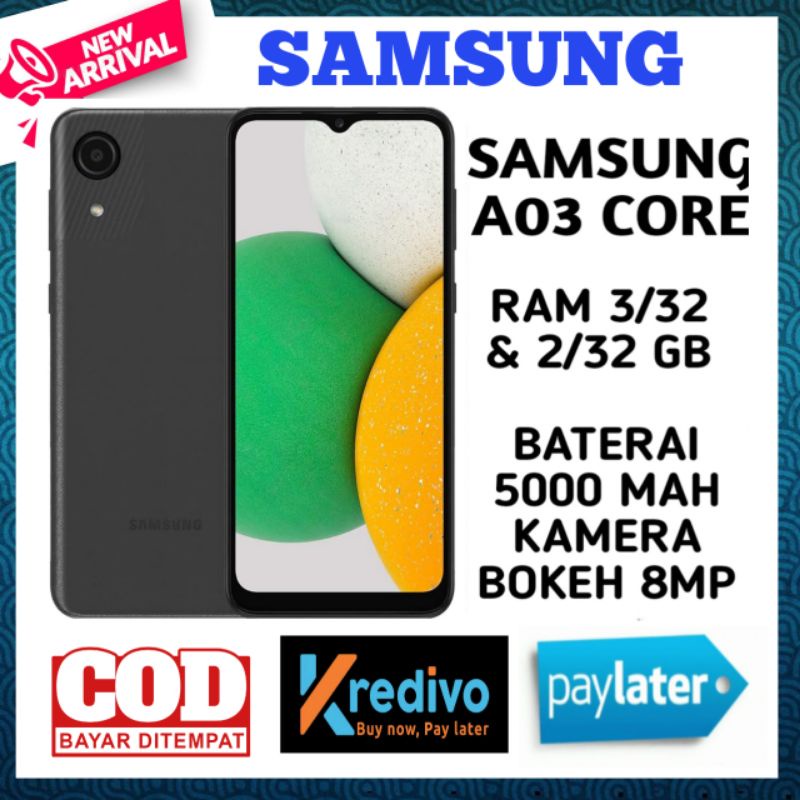 samsung A03 3/32 Gb, baterai 5000 mah garansi resmi 1 tahun-A03 core 2gb black