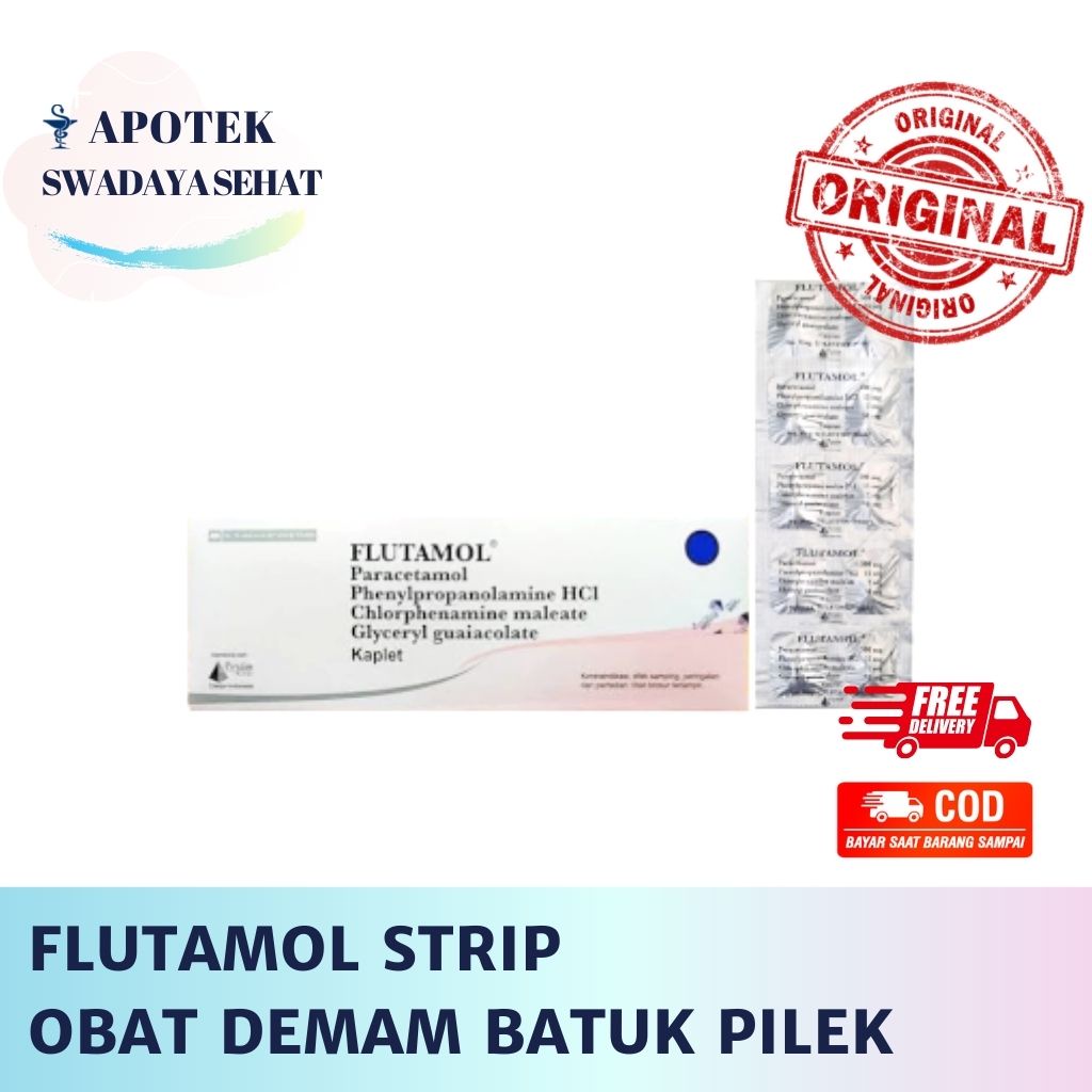 FLUTAMOL STRIP Obat Demam Batuk Pilek Flu 10 Tablet