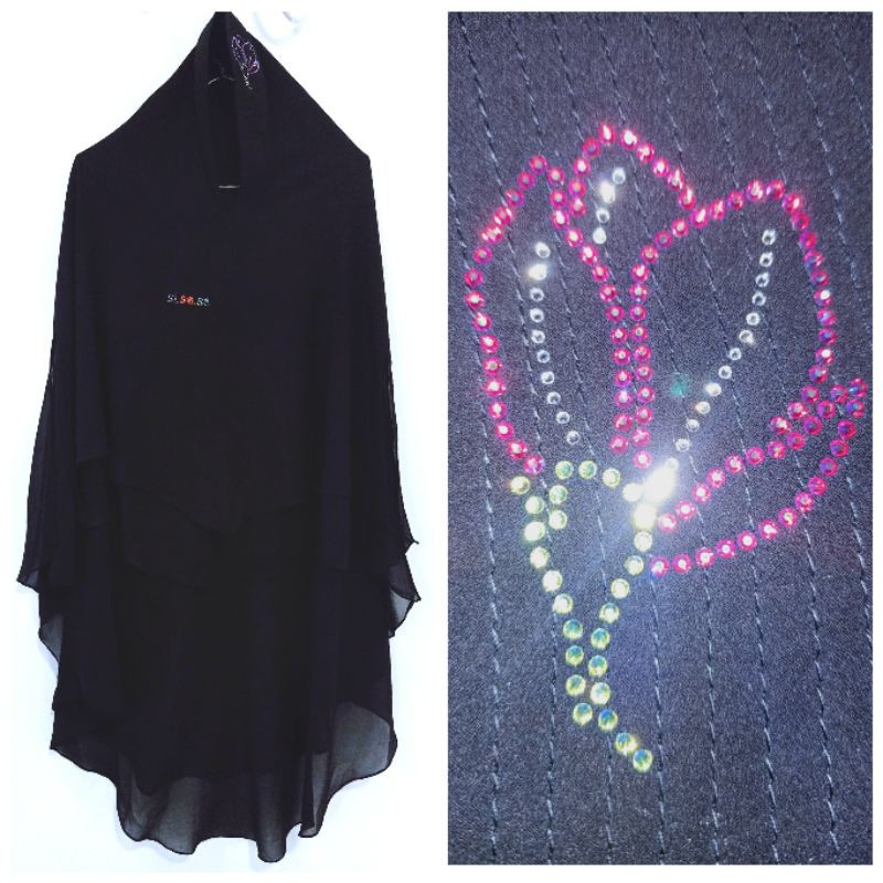 Khimar sisesa sale khimar faniyah black swarovsky 3d