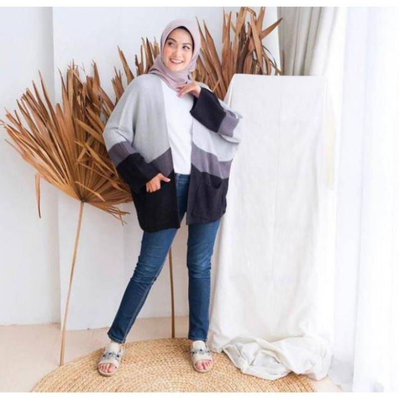 OVERSIZE LAVELLA STRIPE  RAJUT CAMERON TEBAL PREMIUM STORE09 MURAH