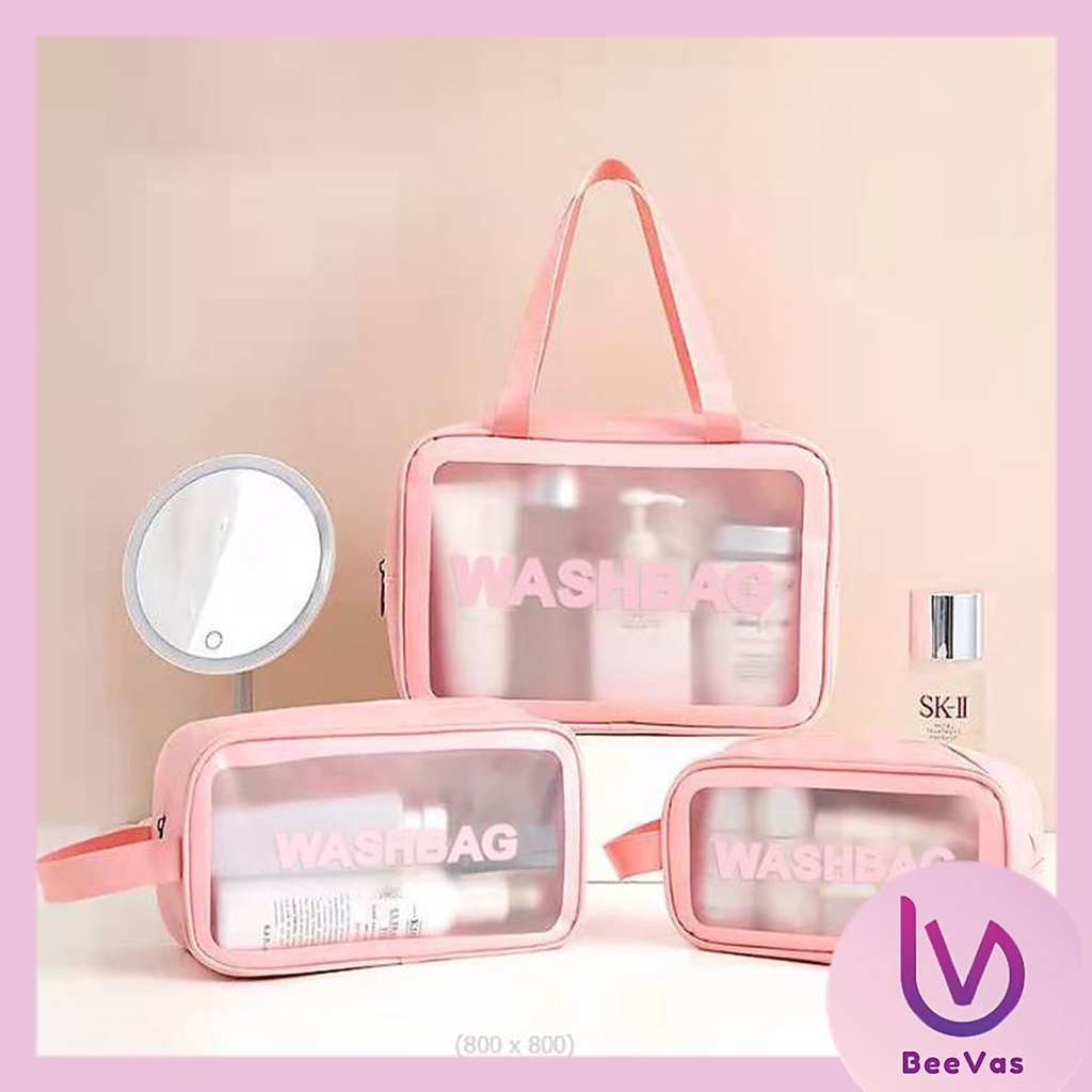 BV.ID WK664 TAS KOSMETIK TRANSPARANT WASHBAG POUCH TRAVEL MAKE UP BAG ORGANIZER WATERPROOF COSMETIK