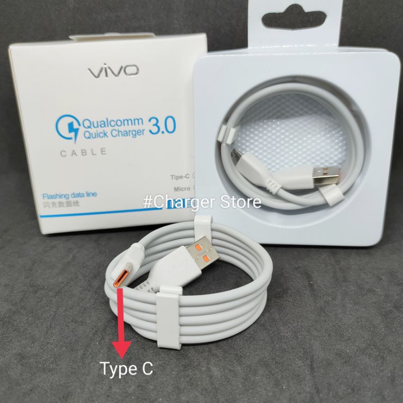 Kabel Charger Vivo Type C Qualcomm Quick Charge 3.0 Cable Data Vivo Fast Charging Original