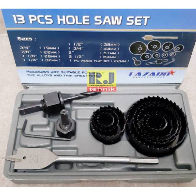 Terlaris Hole Saw Kit / Holesaw Set / Mata Bor Lazaro 13pcs Hidroponik lbGARhggy9wm