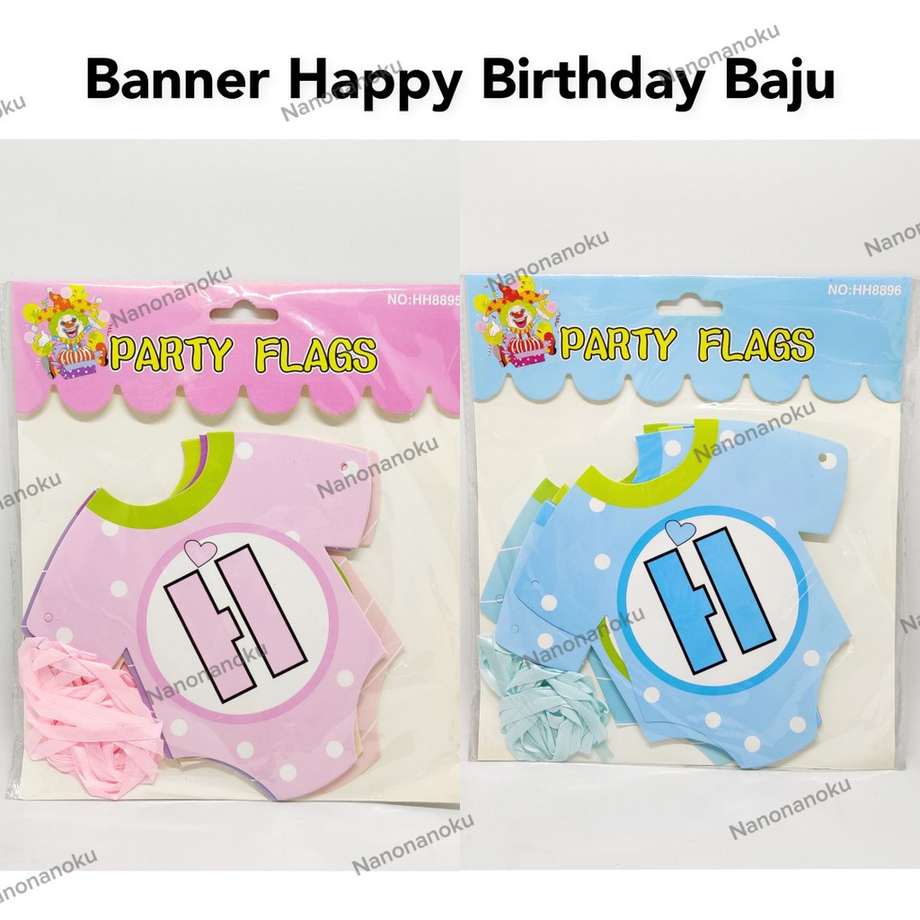 Banner Happy Birthday Baju / Bunting Flag Ultah HBD Pesta Party