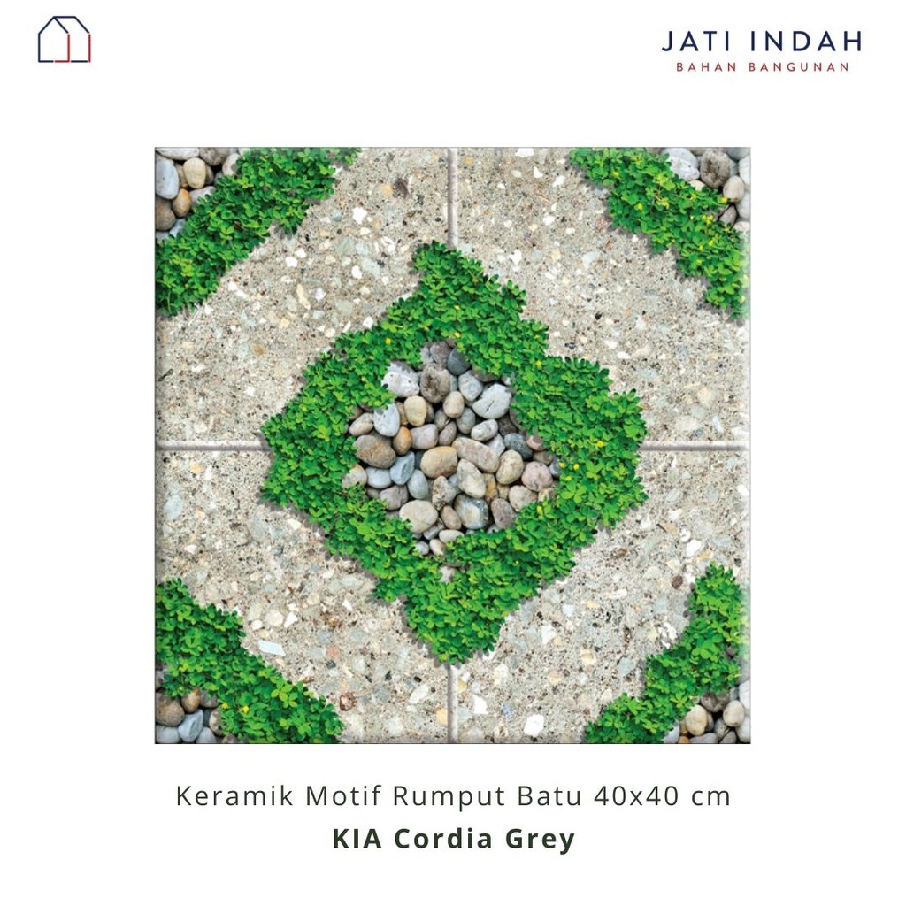Keramik Lantai Motif Batu Rumput Emboss Matt 40x40 cm KIA Cordia Grey