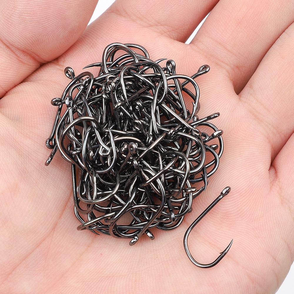 [500 Pcs 3#-12# 10 Sizes Assorted Sharpened Carbon Steel Fishing Hooks with Tackle Box][Fly Fishing Single Circle Fishhook][Barbed Carp Hooks]